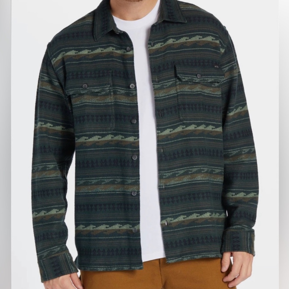 Billabong Offshore Jacquard Flannel Long Sleeve Shirt Size men’s small NWOT